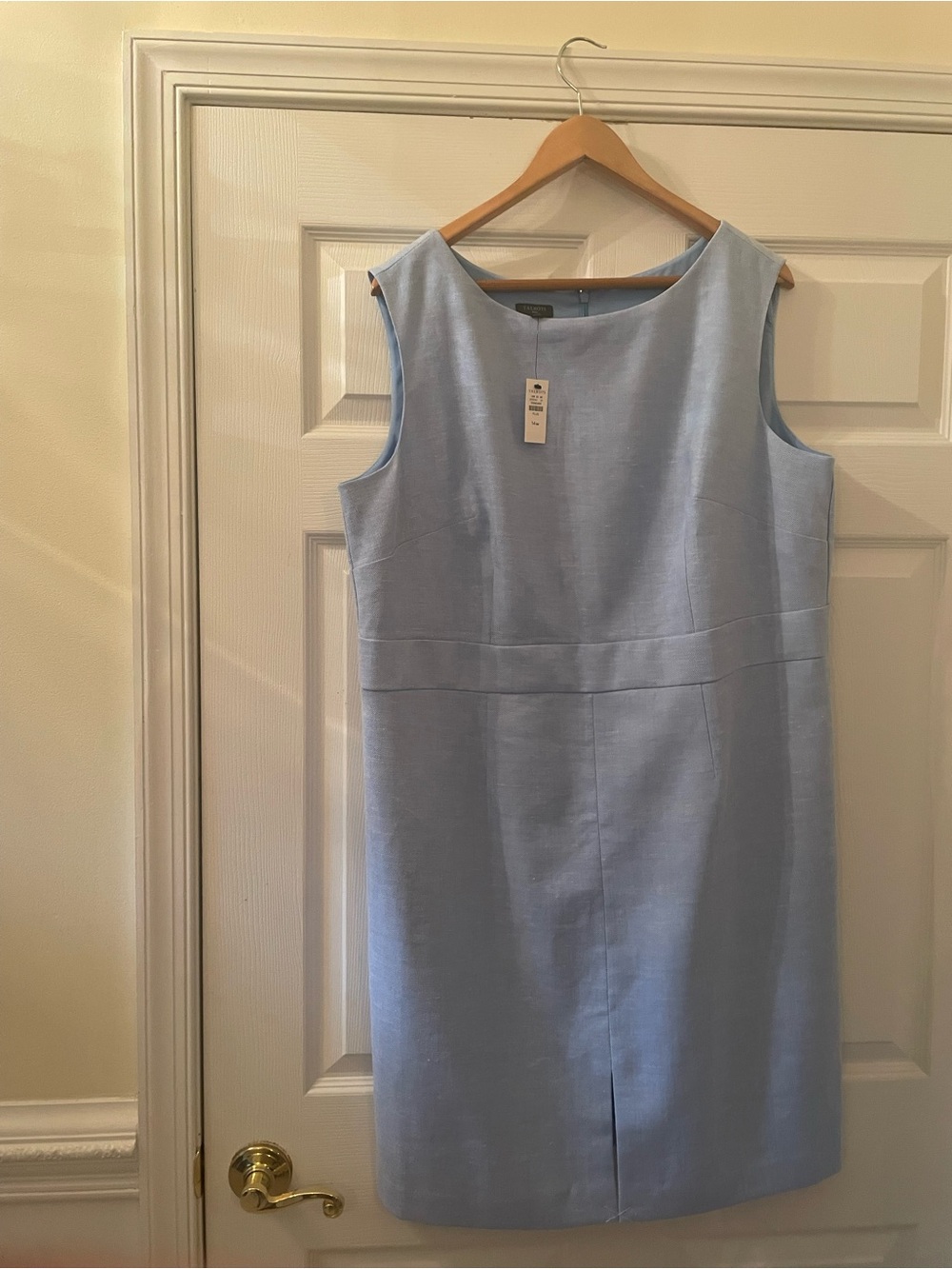 NWT Talbots Light Blue Linen Sleeveless Midi Sheath Dress - 14W